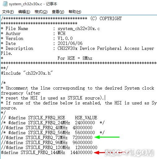 CH32V307-【CH32V307VCT6】MCU修改72MHz频率为144MHzrisc-v单片机中文社区(5)